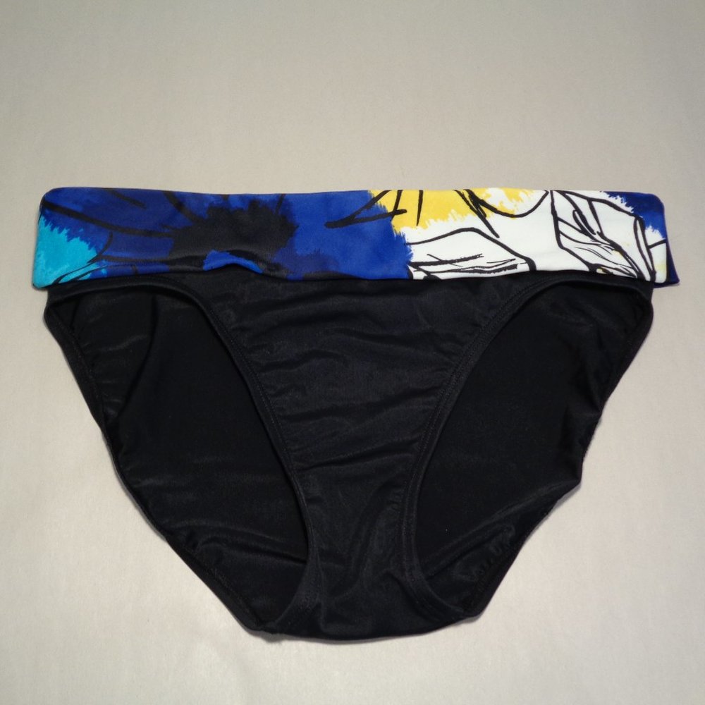 Be Creative Size 16 BANDED Watercolor Waistband Black Base New Bikini Bottom